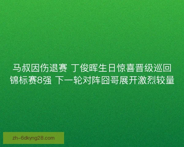 马叔因伤退赛 丁俊晖生日惊喜晋级巡回锦标赛8强 下一轮对阵囧哥展开激烈较量